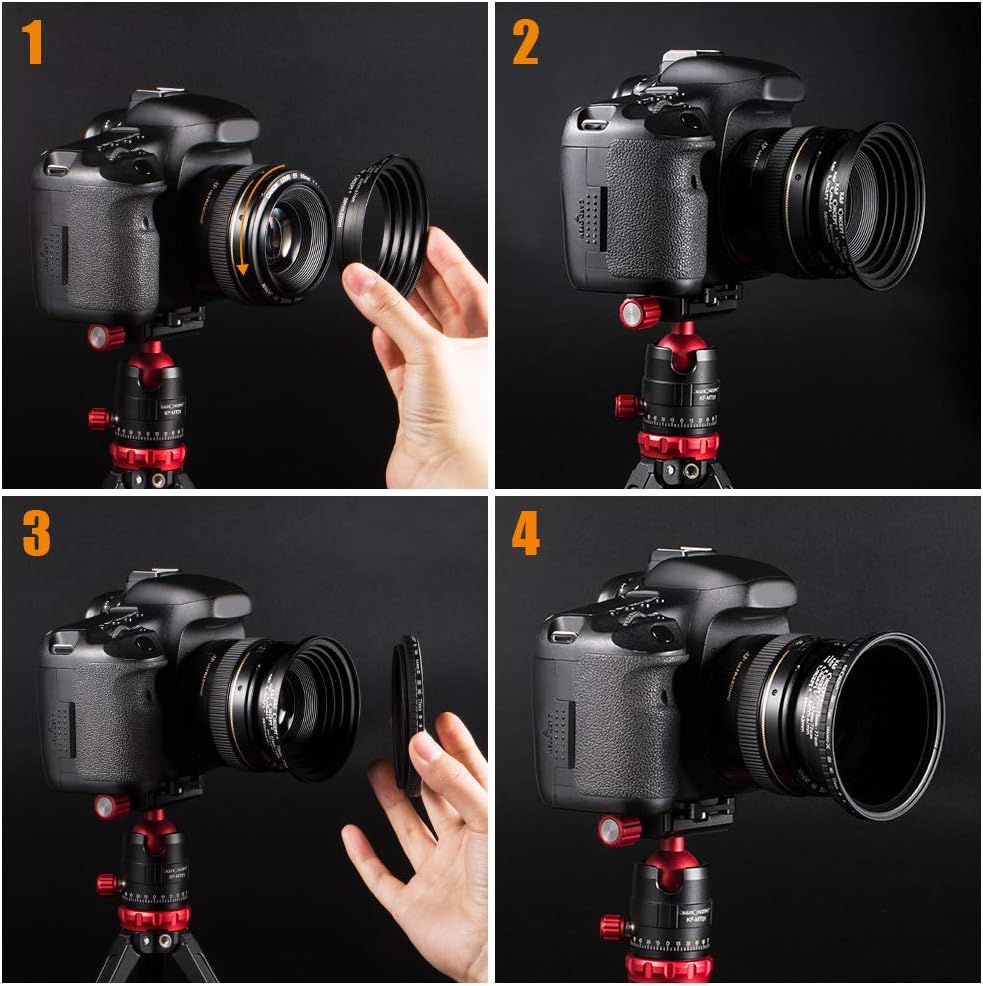 18 Pieces Filter Ring Adapter Set Black U893