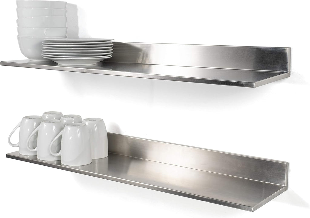 Stainless Steel Wall Shelf Set of 2 U33807