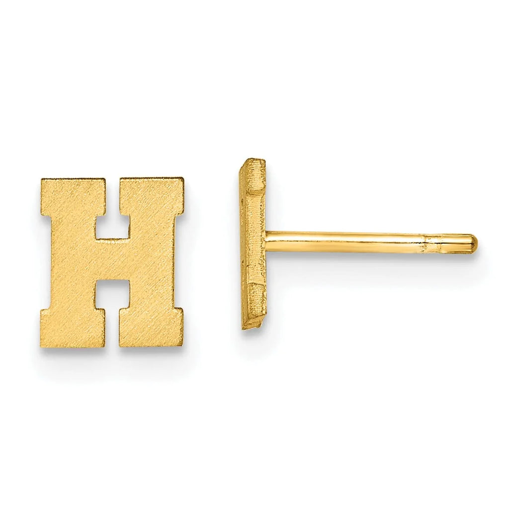 10K Yellow Gold Initial H Post Earrings D1415