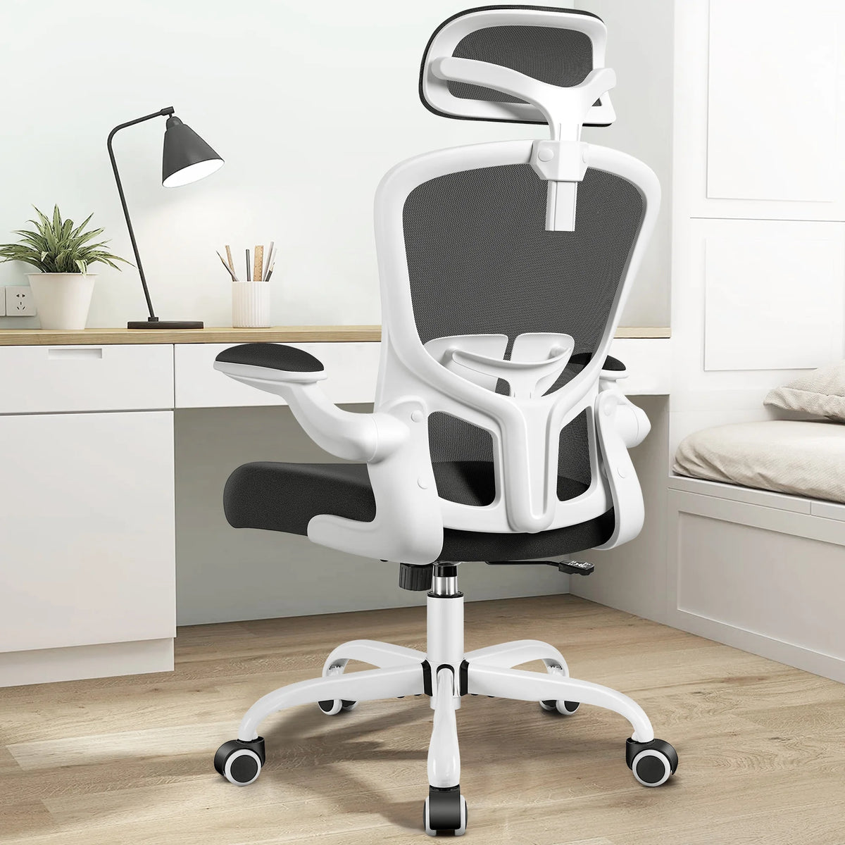 Black Ergonomic Office Chair with Lumbar Support W235