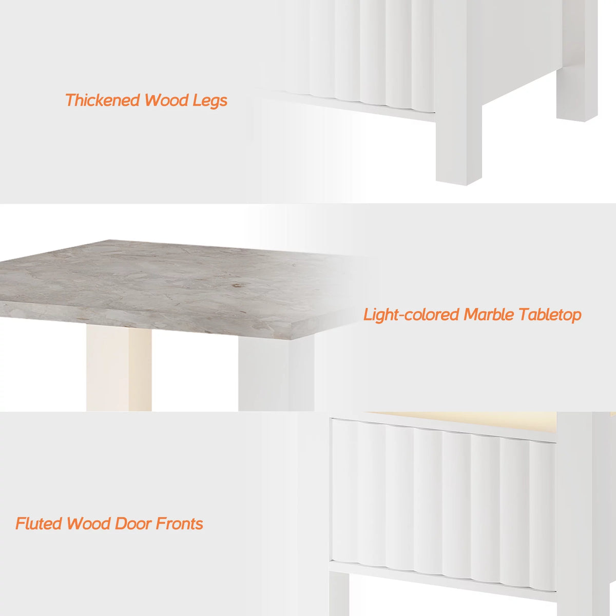 White LED End Table with Door and Open Storage I10827