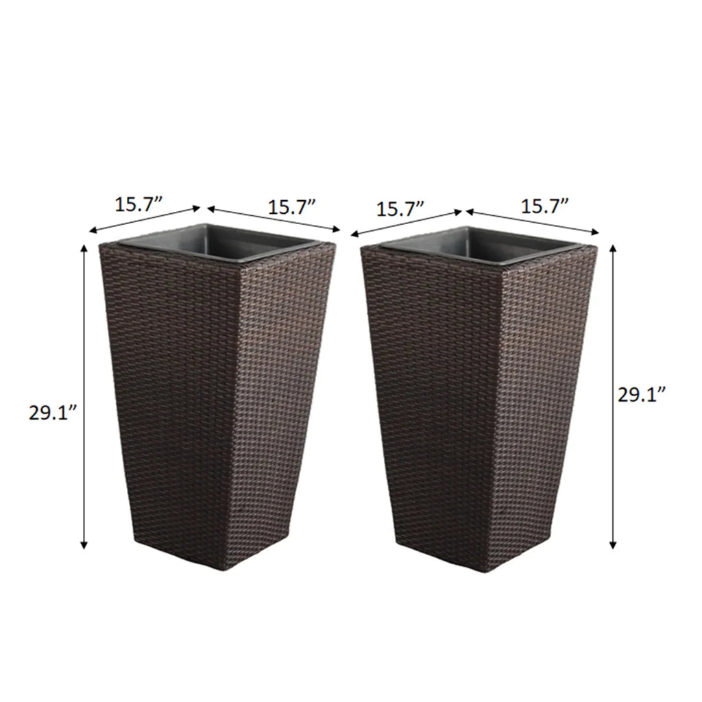Rectangular All-Weather Wicker Planter with Plastic Liner Y716314