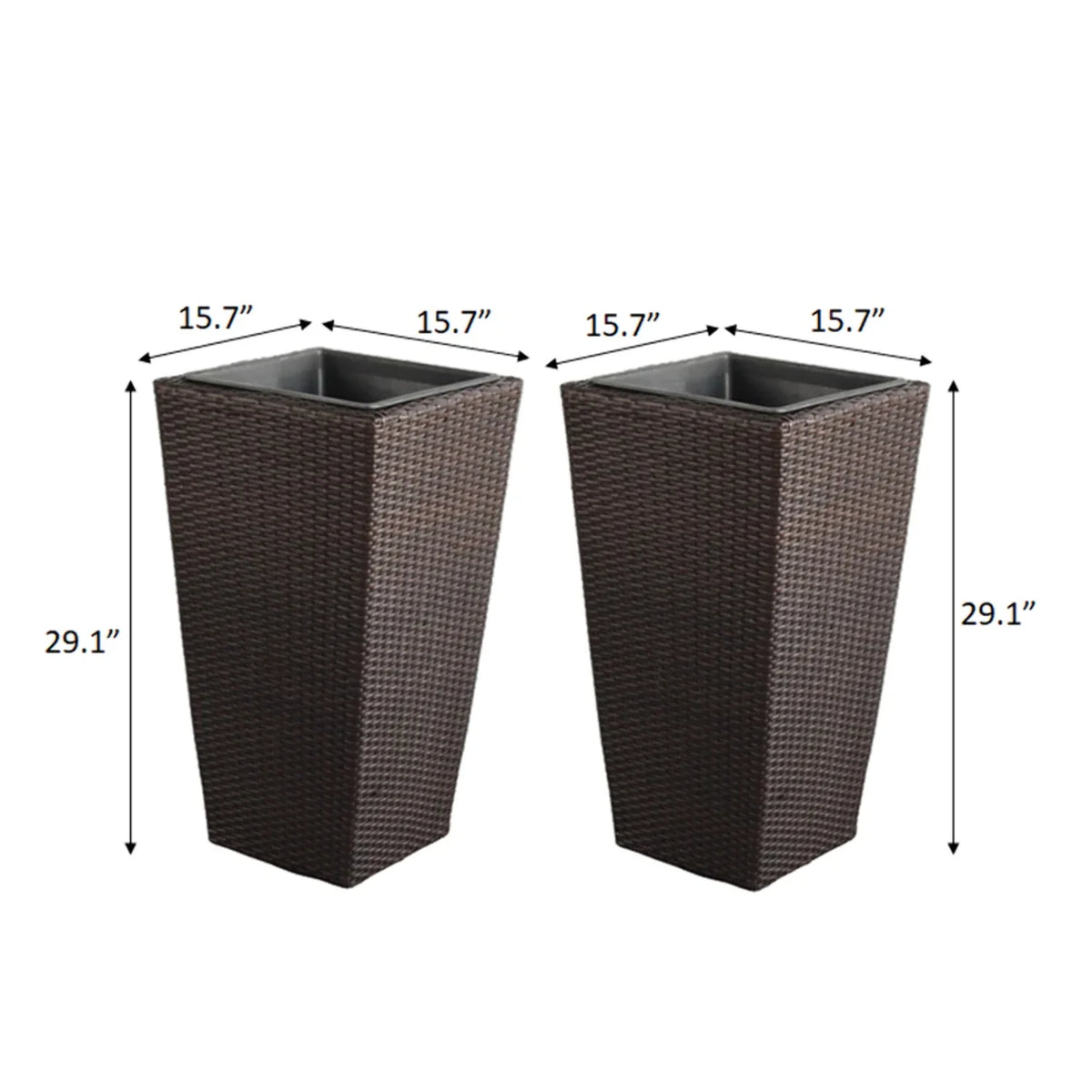 Rectangular All-Weather Wicker Planter with Plastic Liner Y716314
