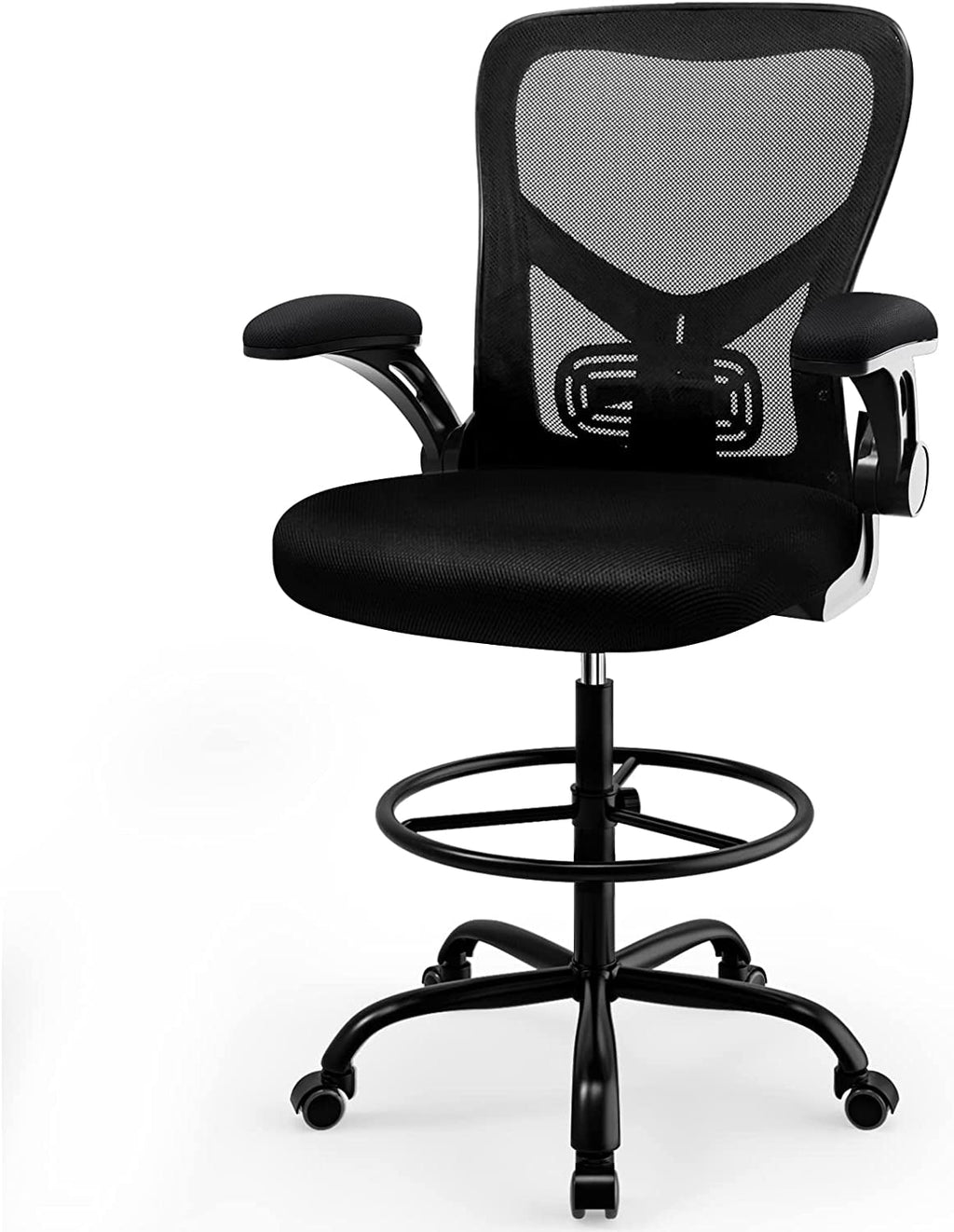 Black Height Adjustable Mesh Drafting Chair R9408
