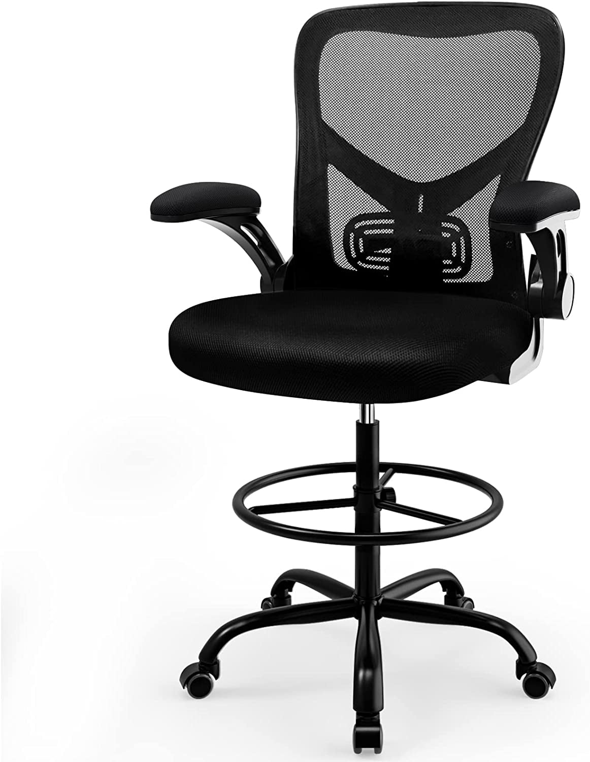 Black Height Adjustable Mesh Drafting Chair R9408