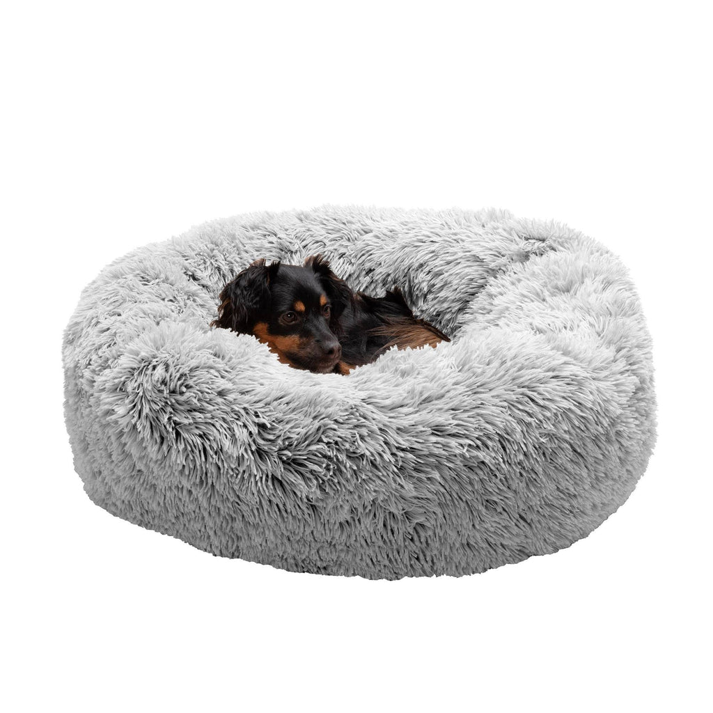 Medium Mist Gray Long Fur Dog Bed O52195