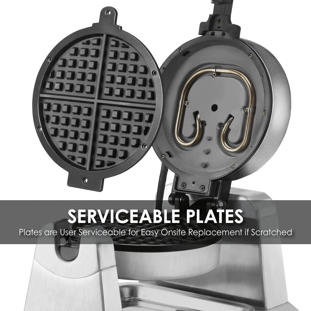 Single Rotating Die Cast Waffle Maker with Non-Stick Plates D550151