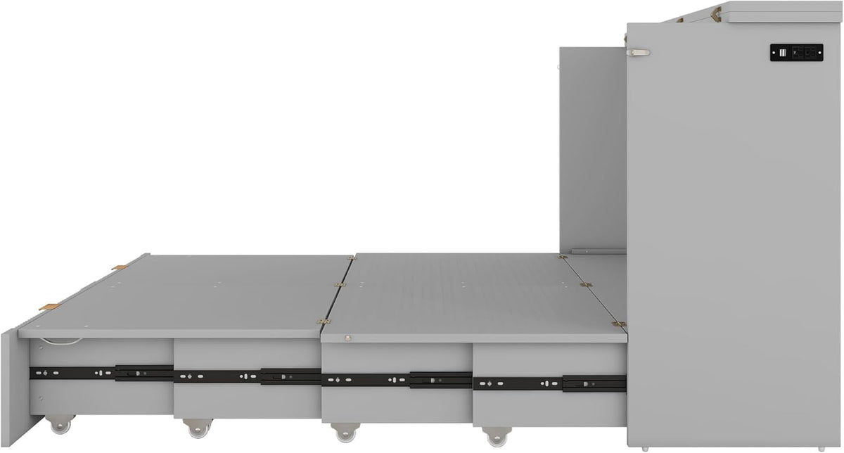 Gray Full Size Murphy Bed with Storage Drawers G801048