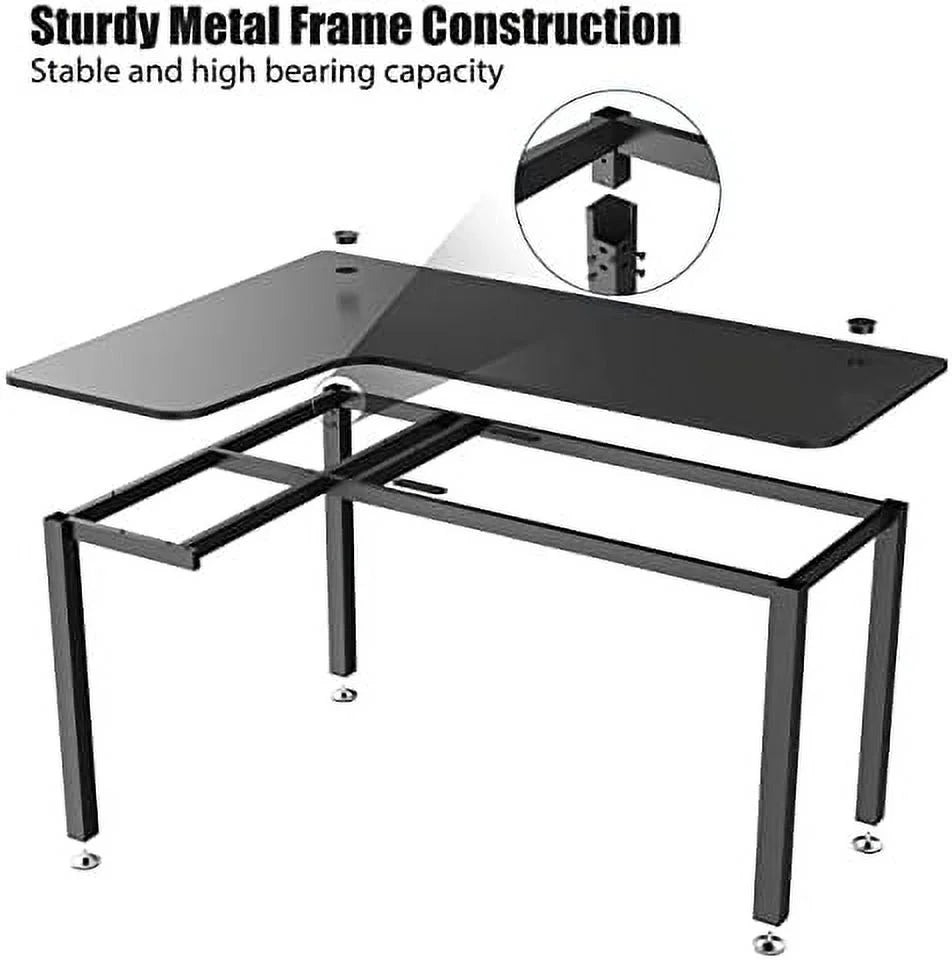 L-Shaped Computer Desk with Large Mouse Pad & Cable Management V59328