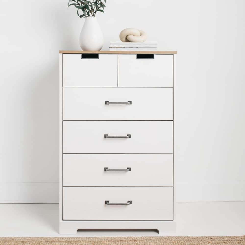 White 5 Drawer Wood Chest I209