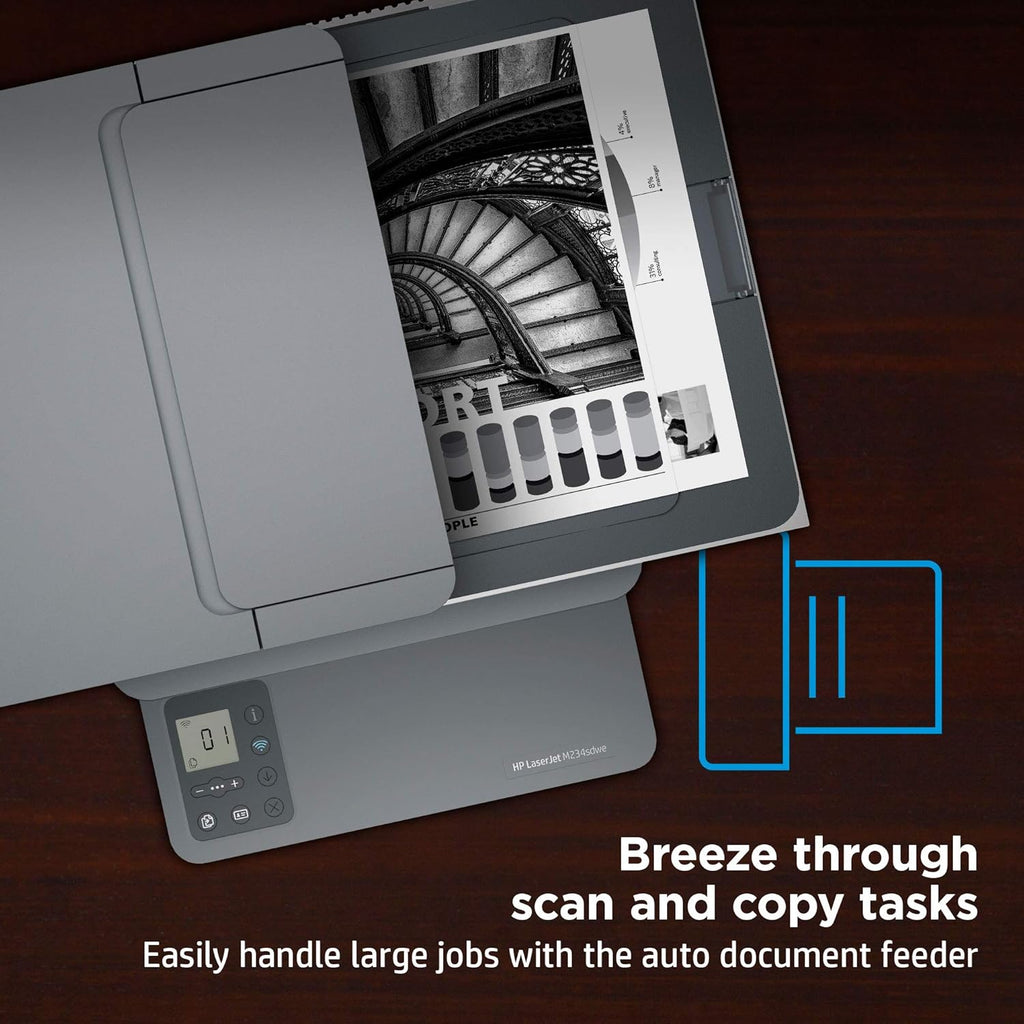 Wireless Black and White All-in-One Printer with built-in Ethernet & 2-sided printing Q840