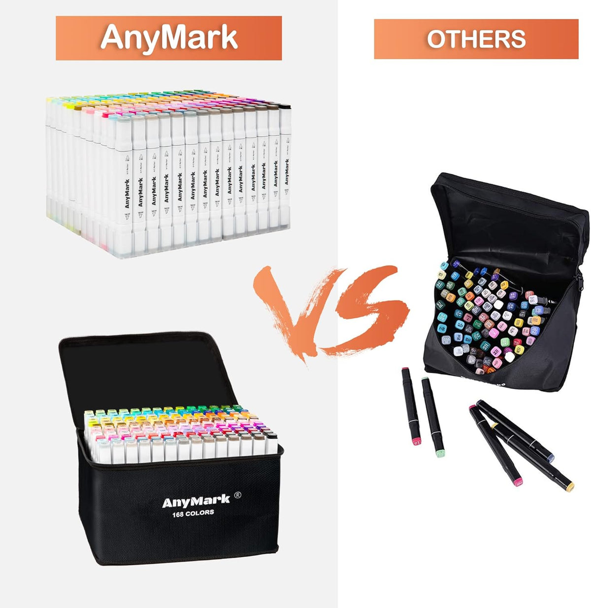 168 Colors Alcohol Markers, Dual Tip Art Markers F5307