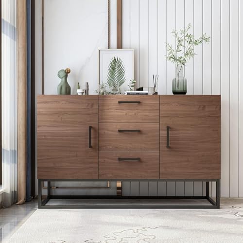 White Sideboard Storage Cabinet with Shelves and 2 Doors E833