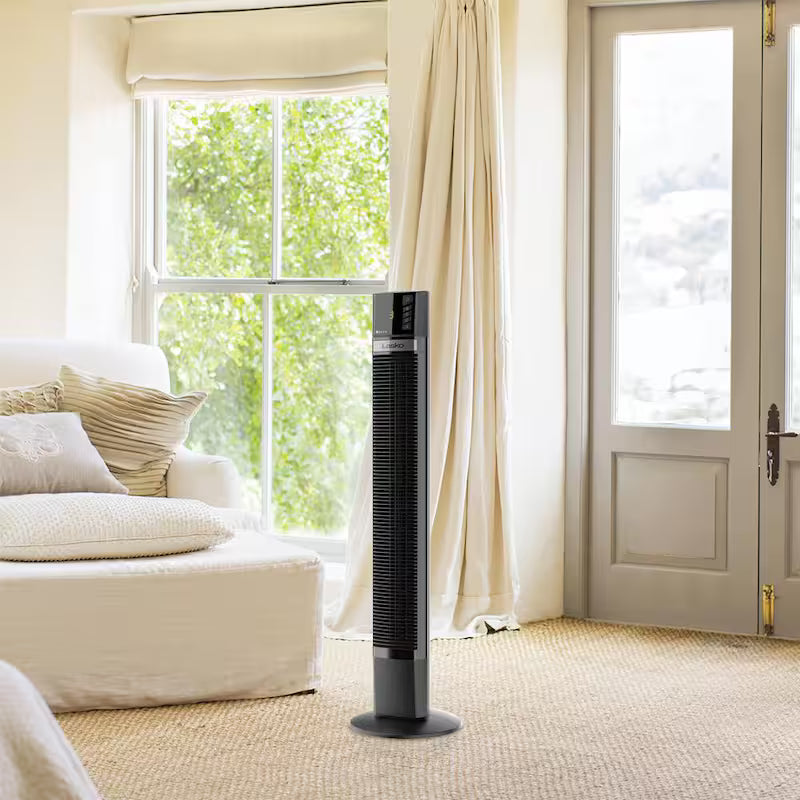 Black Oscillating Tower Fan with Remote Control J50679