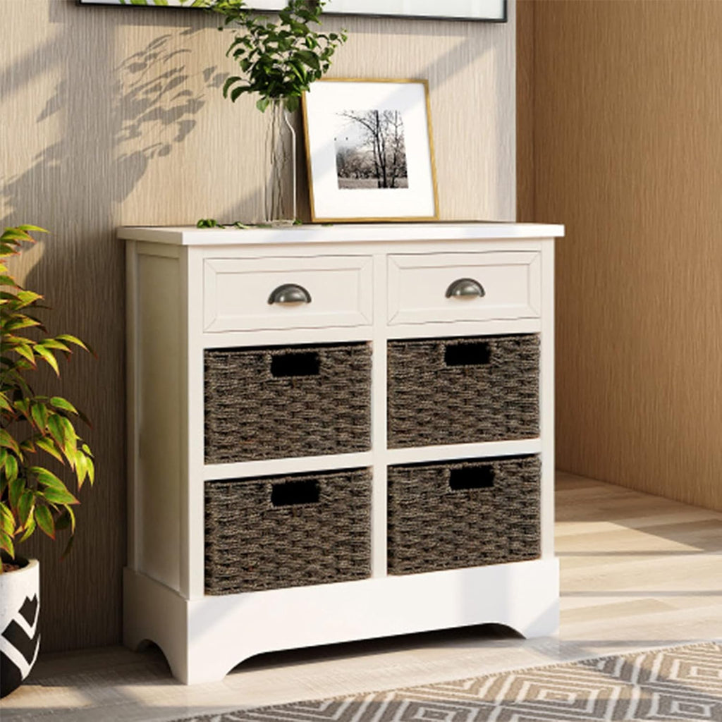 Antique Navy Wood Storage Chest with 2 Drawers and 4 Baskets Z13455
