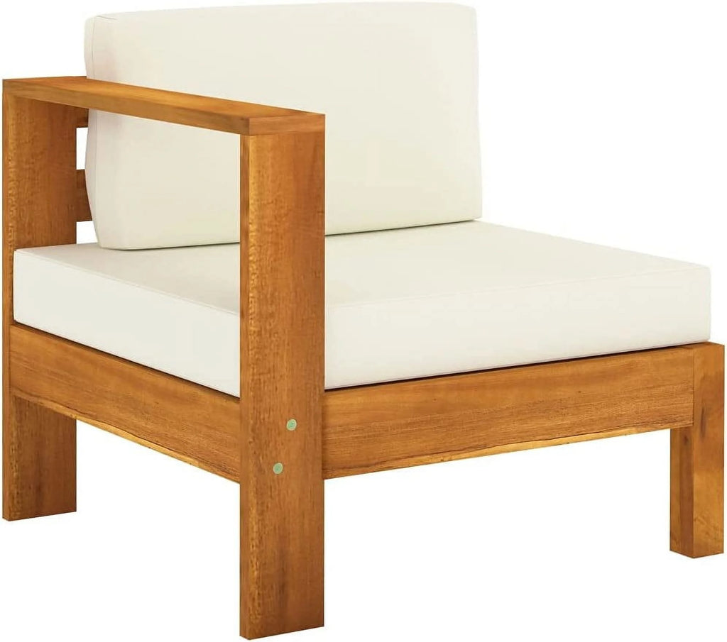 10 Piece Acacia Wood Patio Lounge Set with Cream White Cushions D82548