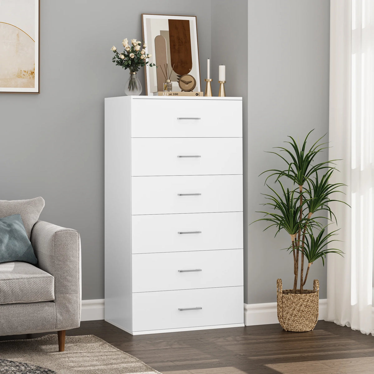 White 6 Drawer Wood Dresser Q6548