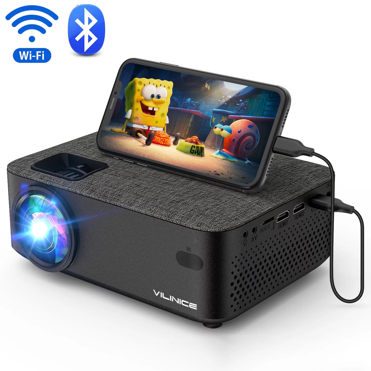 Mini WiFi Projector HD 1080P 240 LCD Display with Bluetooth S88722