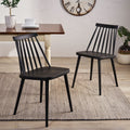 Black Spindle-Back Plastic Dining Chair Set of 2 P941