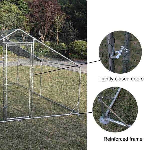 Walk-In Chicken Coop Poultry Cage with Waterproof Cover Z57819