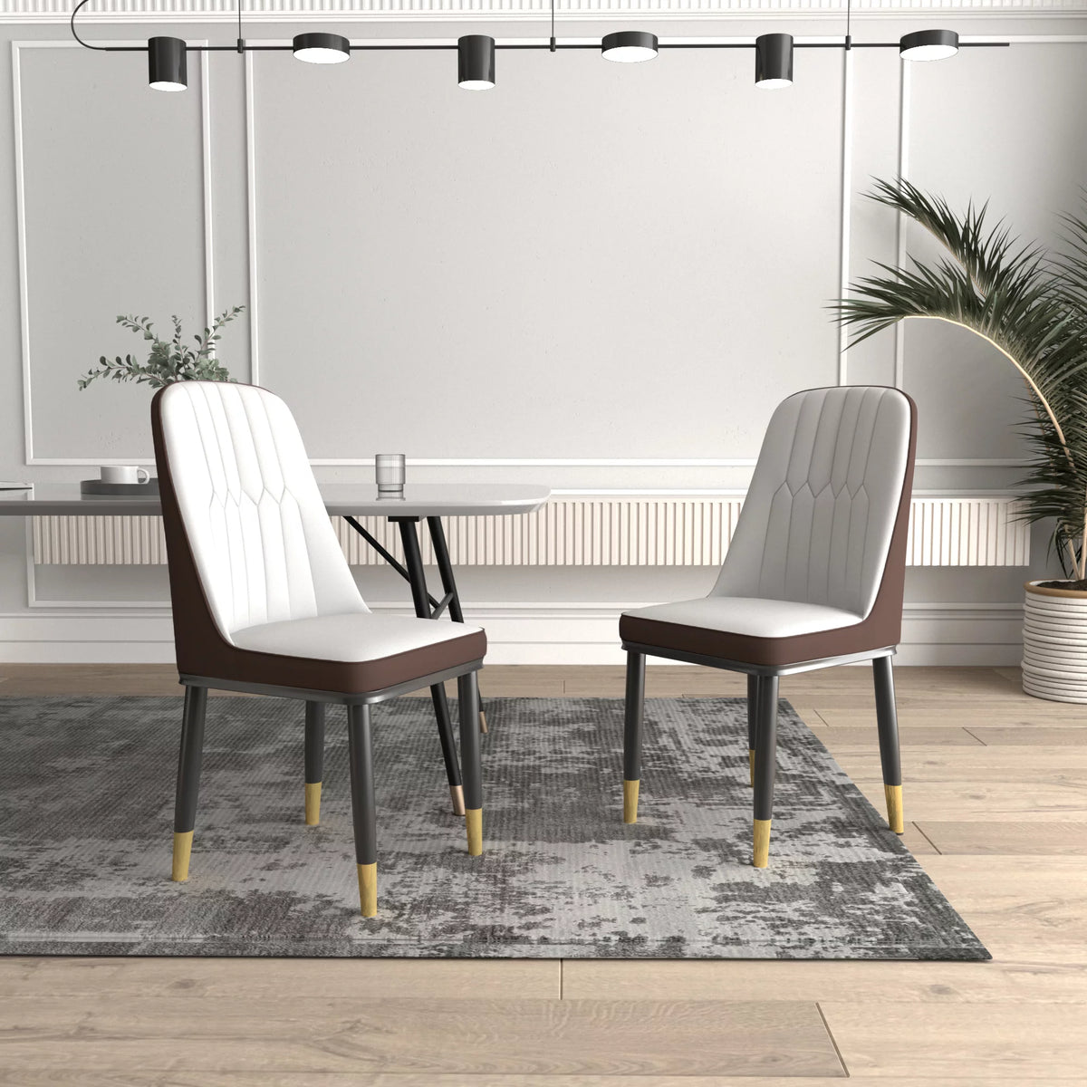 Faux Leather Dining Chairs Set of 2 Gray D25387