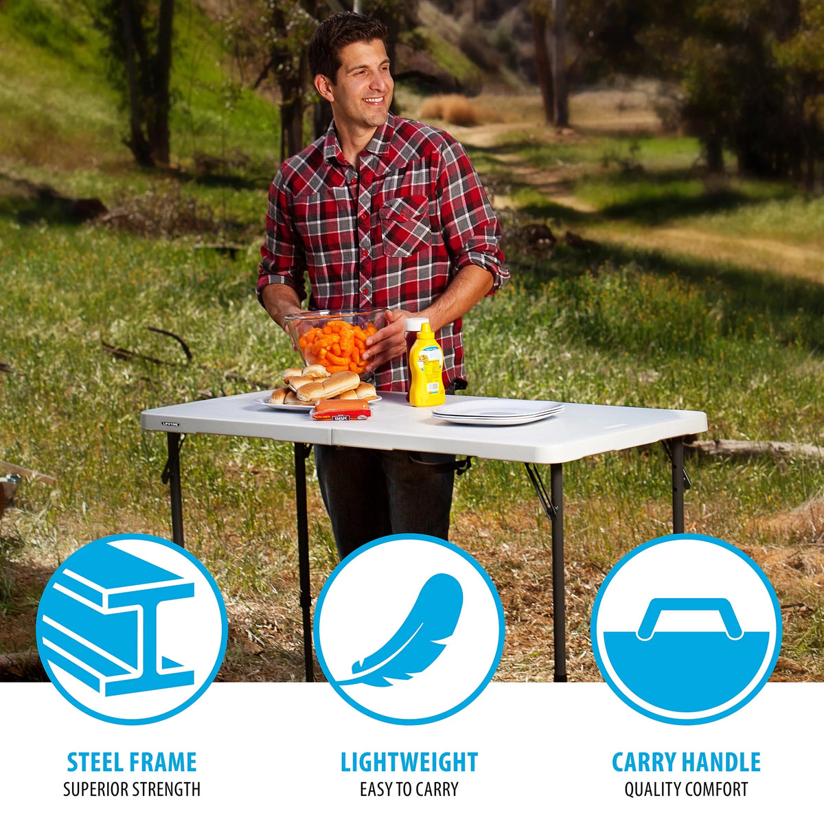 4 ft. Rectangle Fold-in-Half Adjustable Table H936