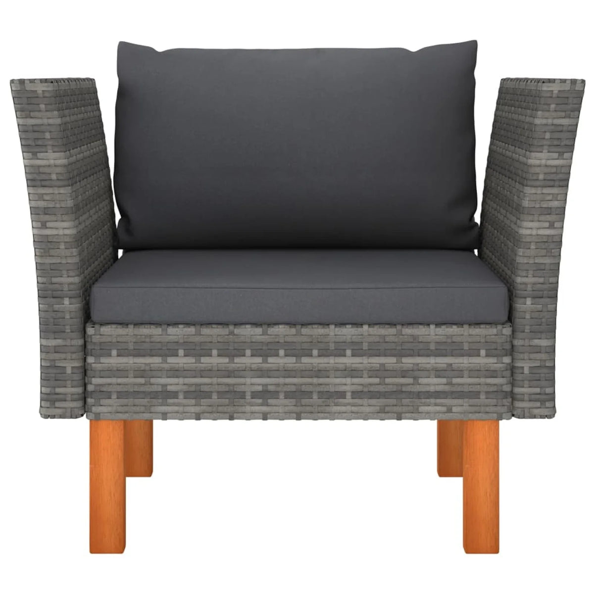 Gray Poly Rattan and Eucalyptus Wood Patio Sofa with Cushions N557788
