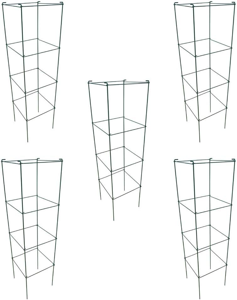 Green Square Folding Tomato Cage Plant Support Tower 12 inch by 46 inch, Pack of 5 Sets Y700174