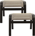 Beige Portable Metal Outdoor Ottoman Footstool 2 Set T1416