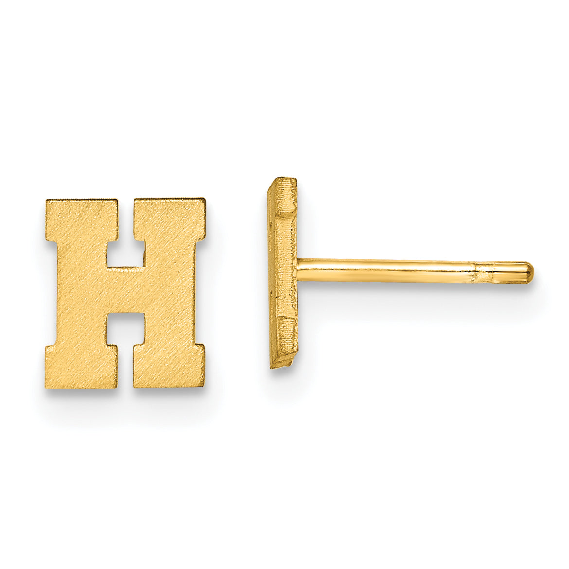 10K Yellow Gold Initial H Post Earrings D1415