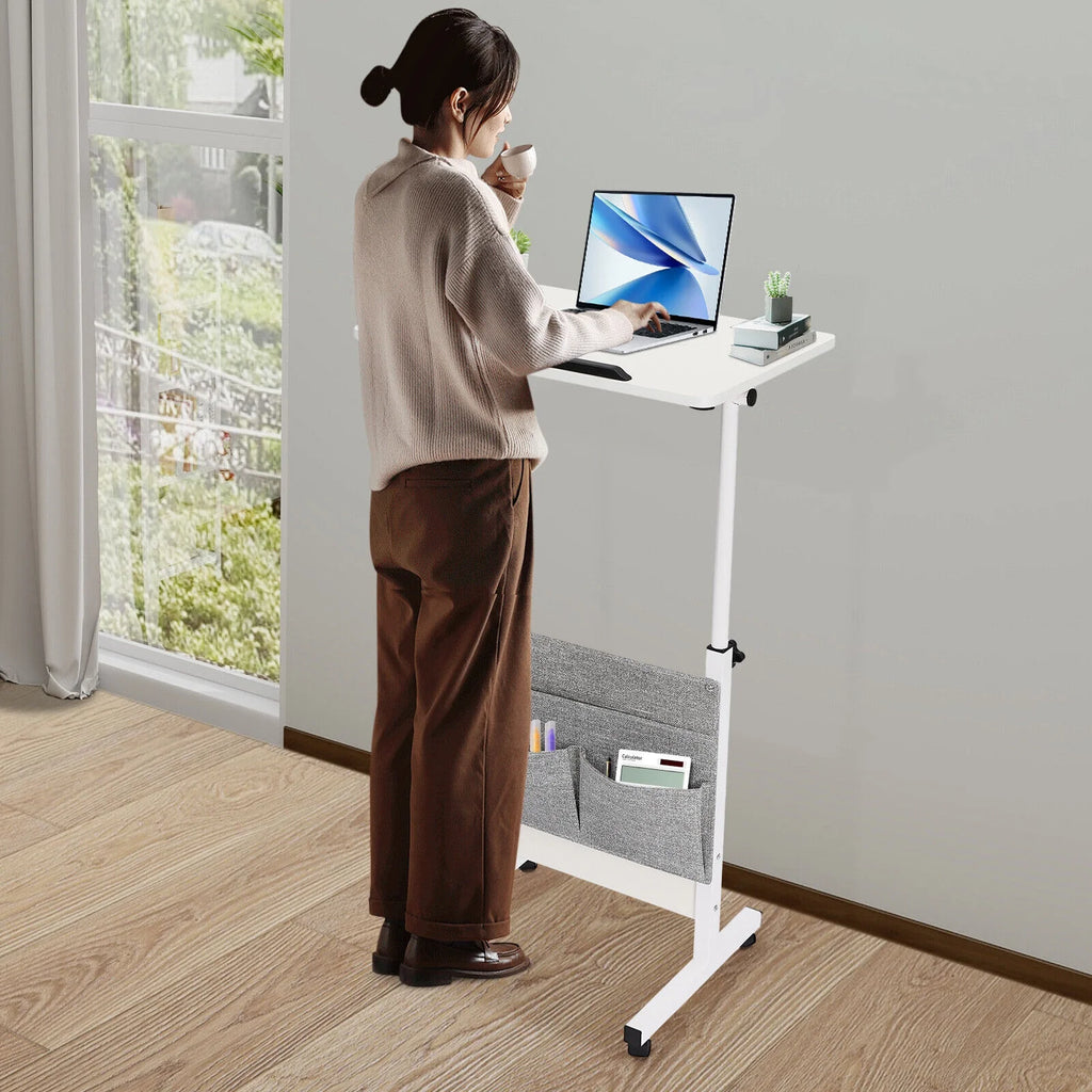 Adjustable Rolling Laptop Desk with Storage Q254