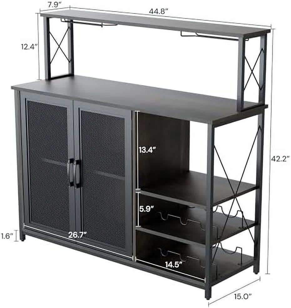 Dark Brown Wine Cabinet with Removable Wine Rack and Glass Holder Q9049