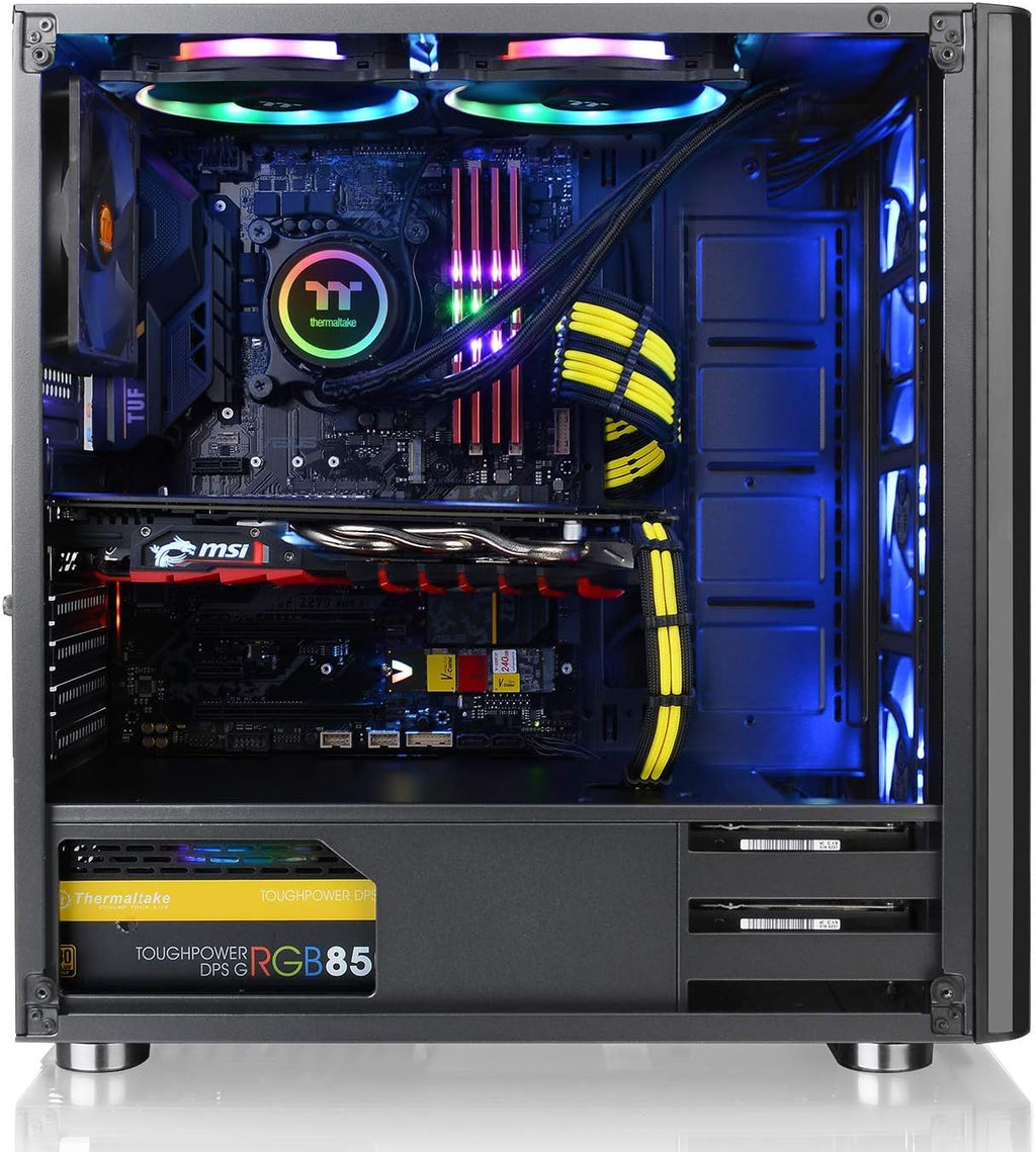 Tempered Glass ATX Mid-Tower Chassis with 3 120mm RGB Fan + 1 Black 120mm Rear Fan I8297