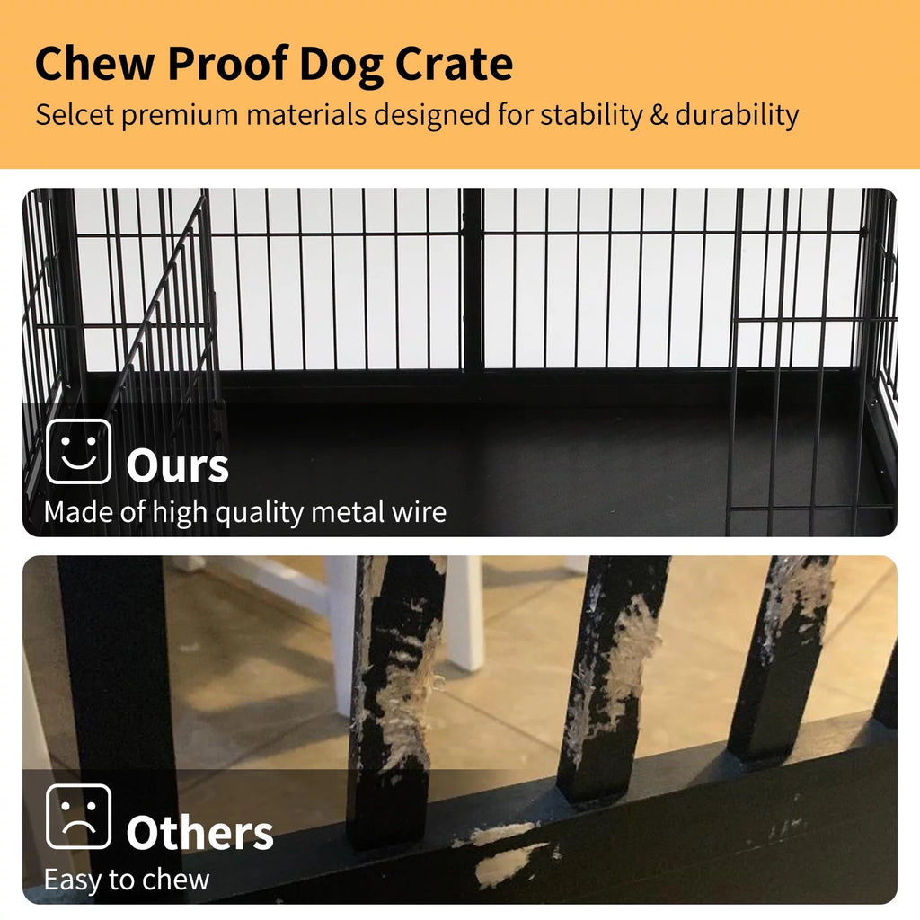Black Dog Crate Furniture with Dog Mat G44731