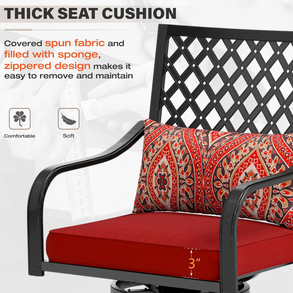 4 Pc Metal Swivel Bar Stools Set with Cushions S8485
