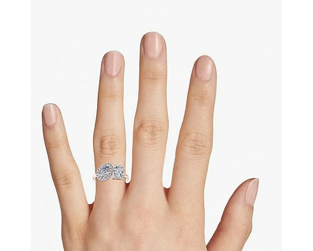 18K Rose Gold Two Stone Diamond Ring T641