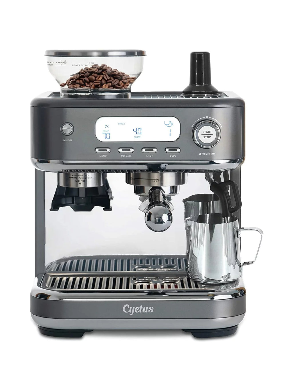 All in One Espresso Machine with Coffee Grinder and Milk Steam Wand Q89449