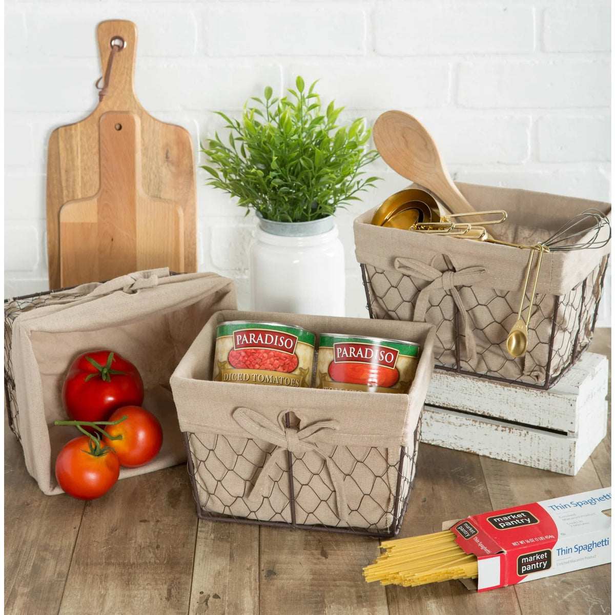 Vintage Chicken Wire Basket Set of 3 W69713