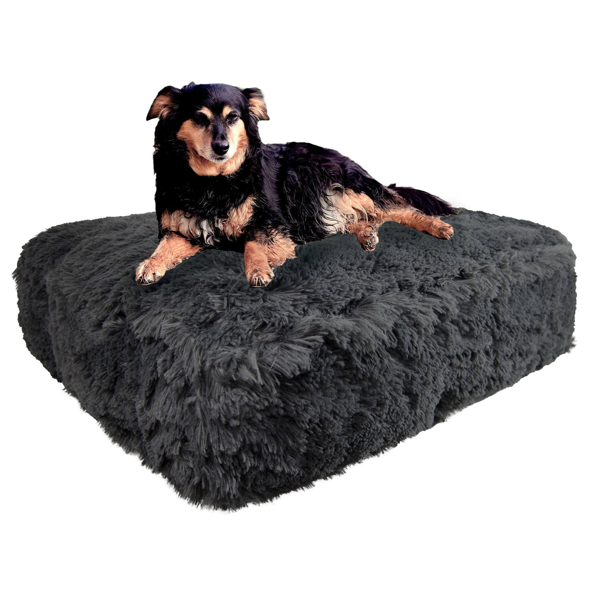 Large 46 inch x 35 inch Grey Faux Fur Pet Bed E451090