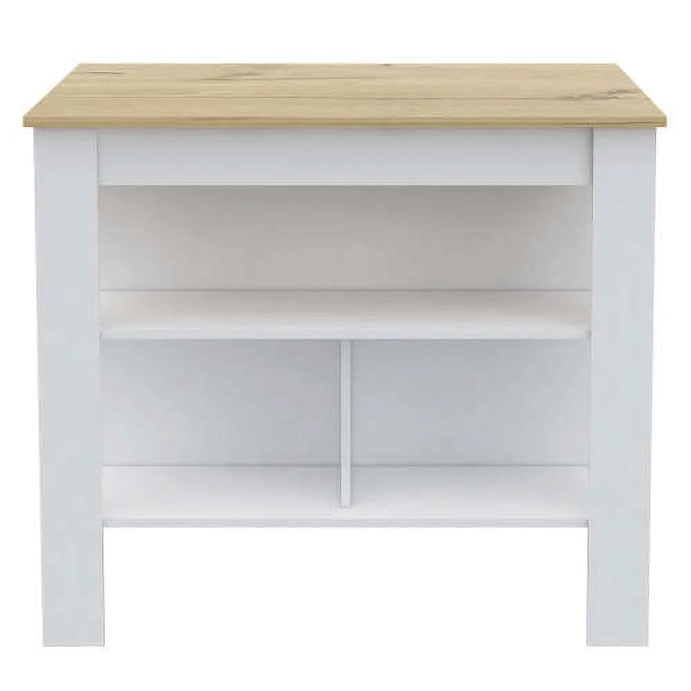 5-Shelf 4-Door 2-Piece Kitchen Set White and Light Oak E764352