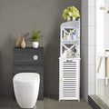 White Free-Standing Bathroom Storage Cabinet with Single Door W53347