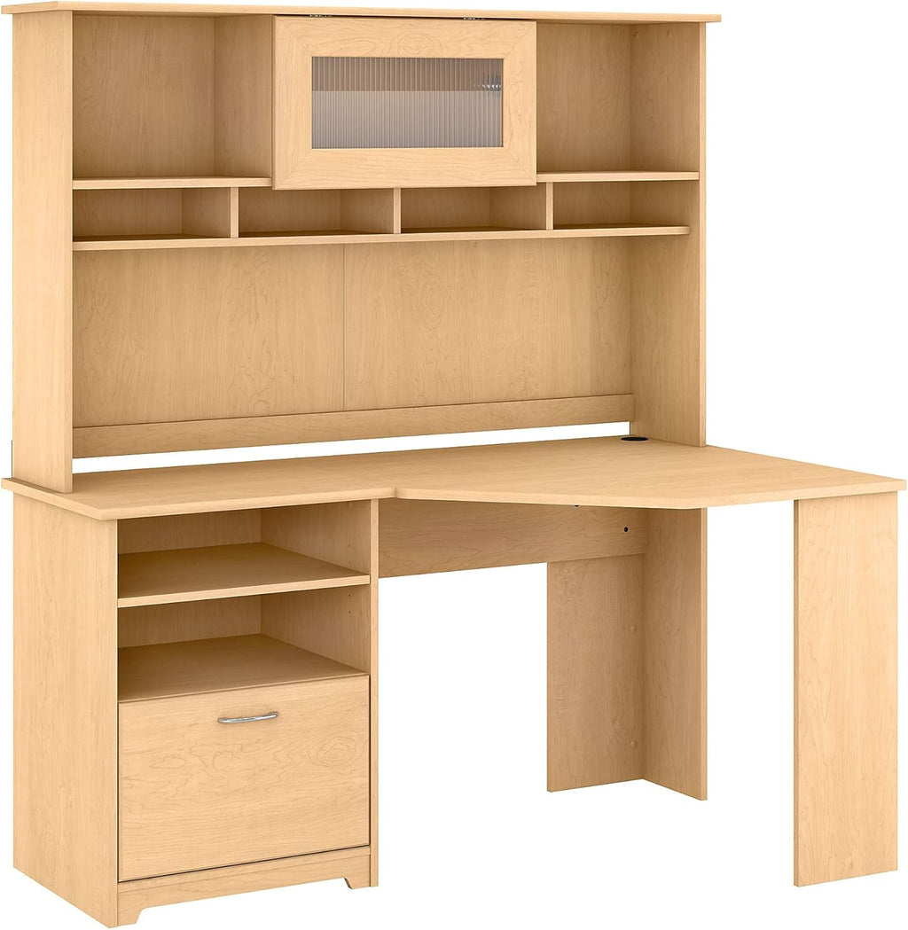 Corner Desk with Hutch, Linen White Oak C6016