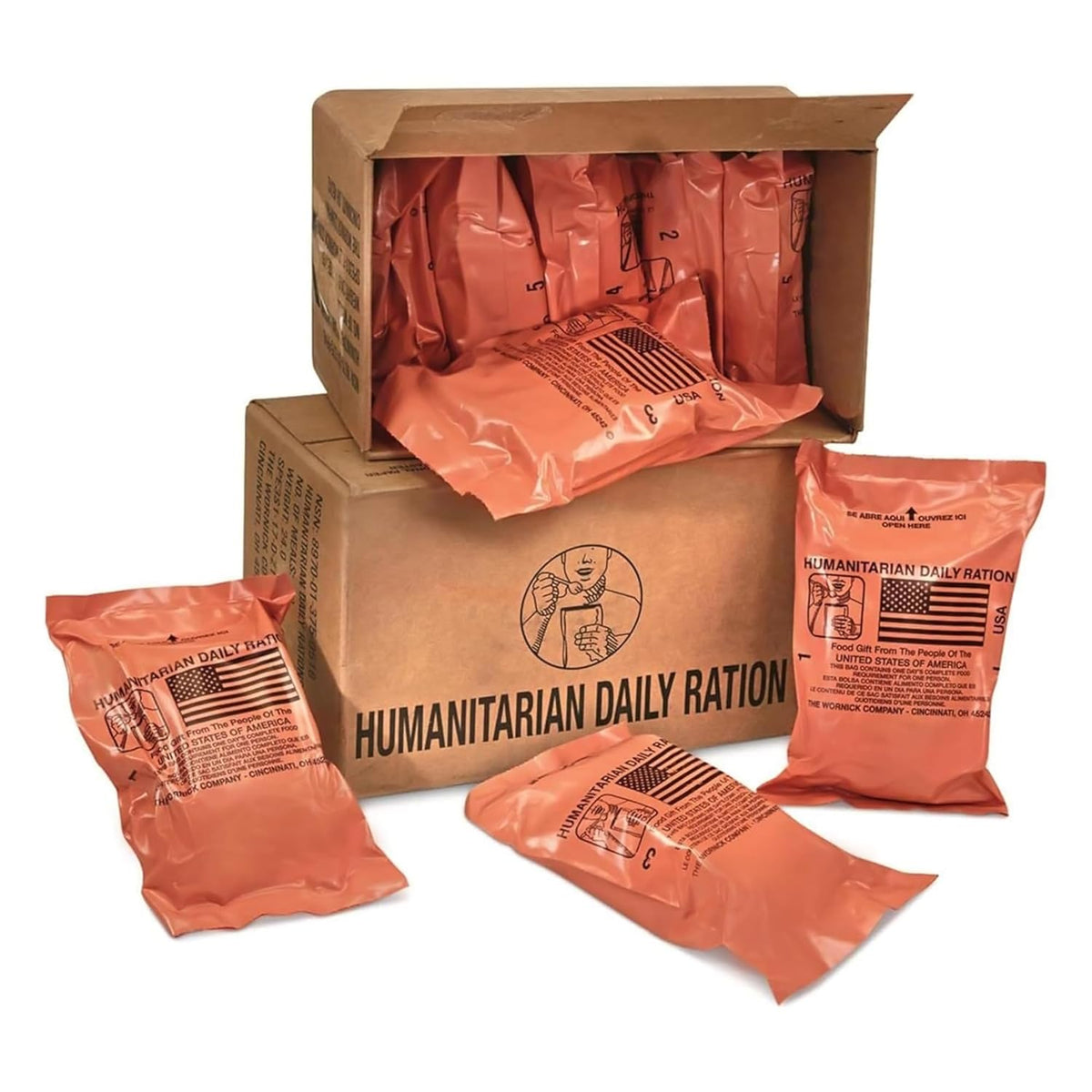 MRE 1 case of 10 pack/ 20 Humanitarian Meals Ready to Eat W218789