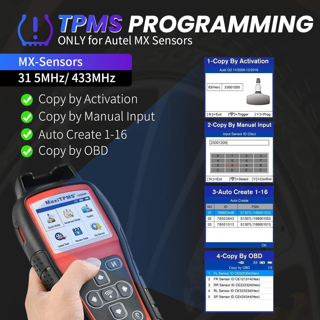 TPMS Tool with 4PCS 315+433MHz Sensors G617