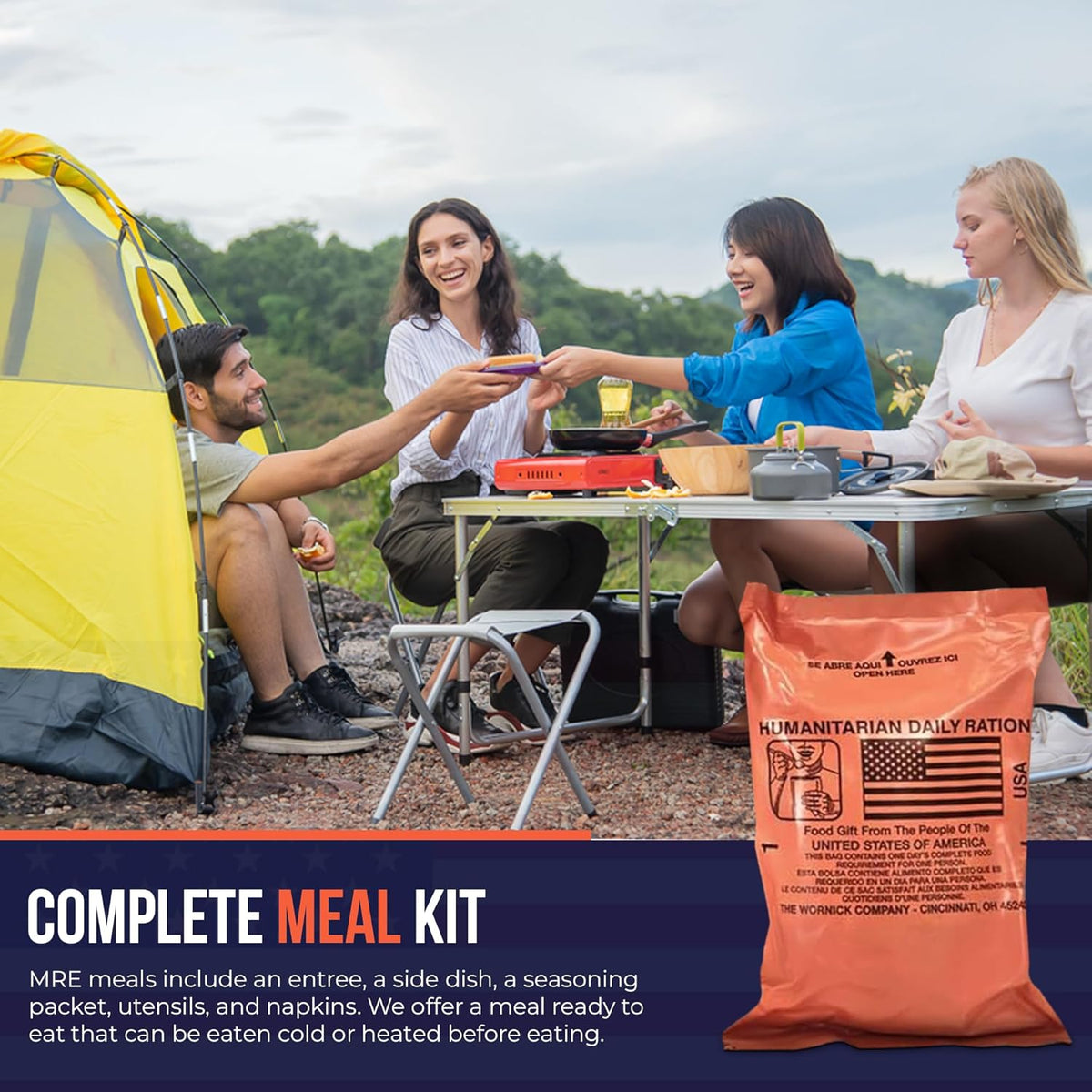MRE 1 case of 10 pack/ 20 Humanitarian Meals Ready to Eat W218789
