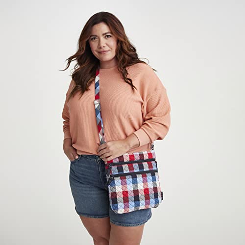 Cotton Triple Zip Hipster Crossbody Purse P8419
