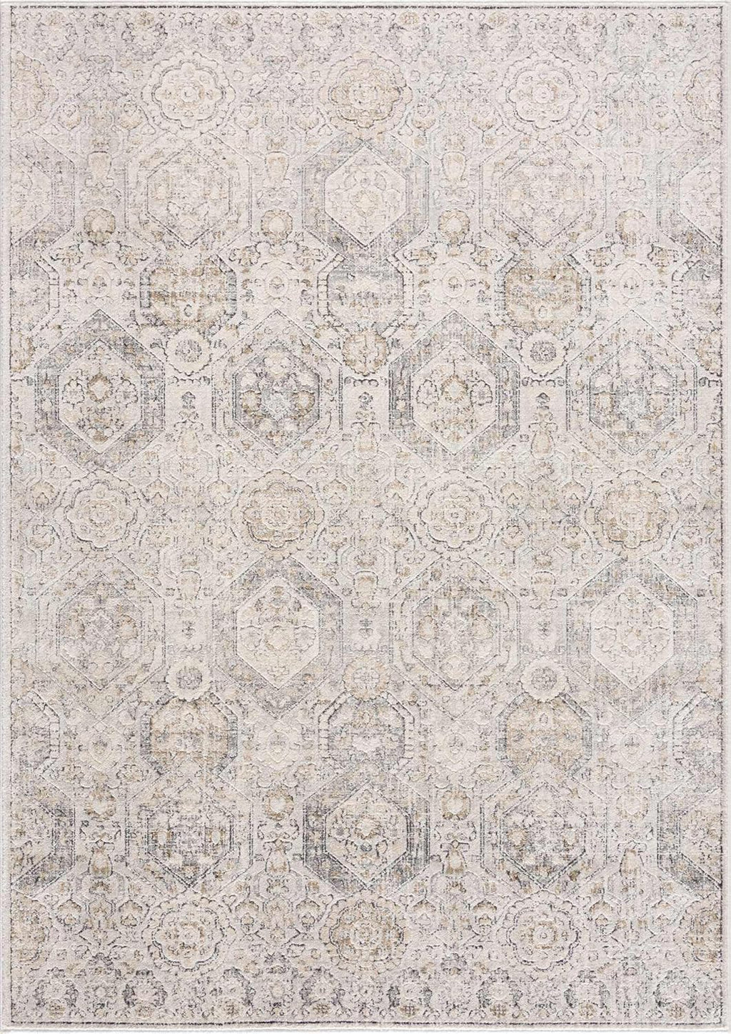 Beige Gray Brown Cream 6'7" x 9' Area Rug Z4861
