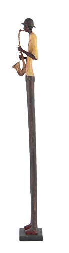 Set of 4 Polystone Decorative Sculptures with Black Base Stand, Brown D5418