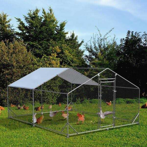 Walk-In Chicken Coop Poultry Cage with Waterproof Cover Z57819