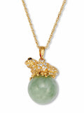 Green Jade Frog Pendant Necklace, 18 in Chain L552067